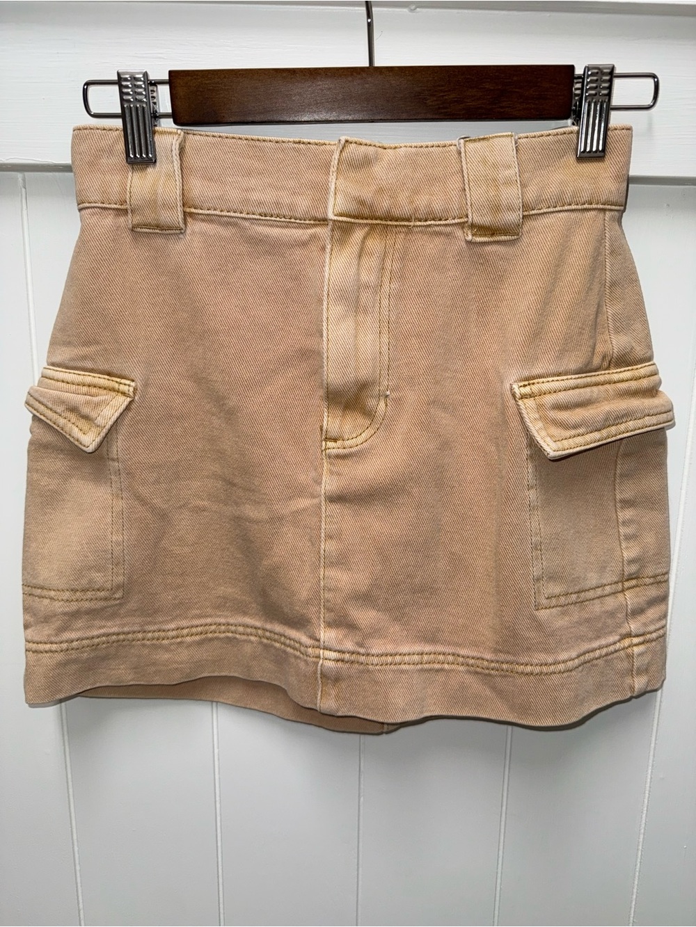 PacSun Khaki Cargo Mini Skirt Size 25 Utility Low Rise Tan
